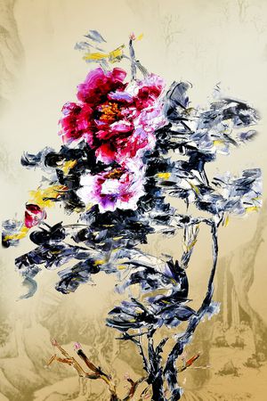 水墨水彩印花华亿平台图片