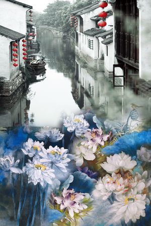 荷花印花华亿平台图片