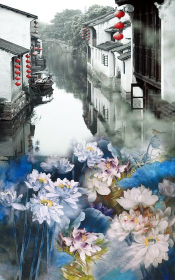 荷花印花华亿平台图片