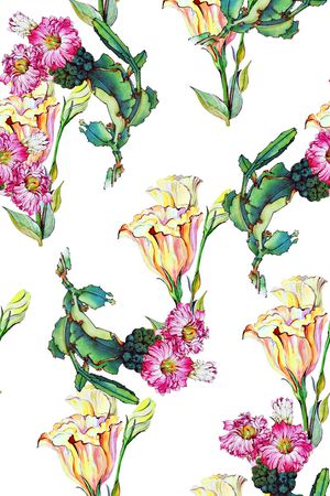 抽象手绘水彩画植物纹理数码印花印花华亿平台图片