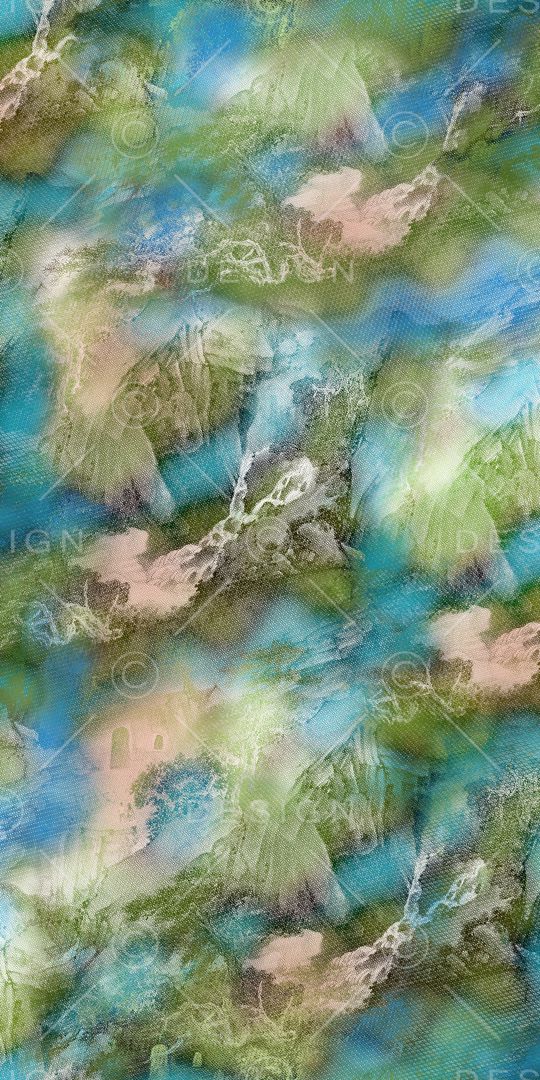 手绘风景印花华亿平台图片