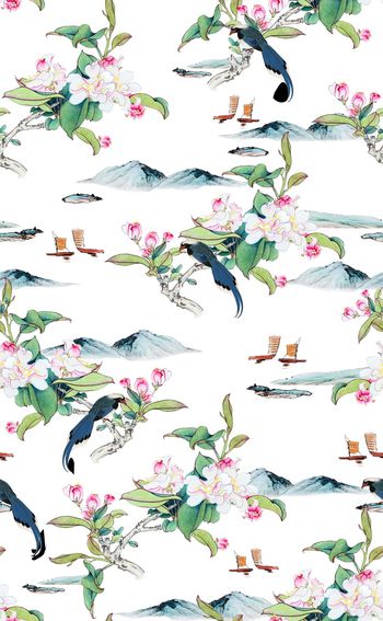 836792-中国画手绘桃花，植物，花卉-B