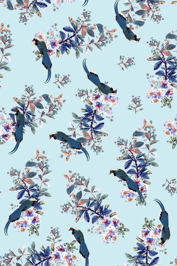 手绘中国风杜鹃花印花华亿平台图片