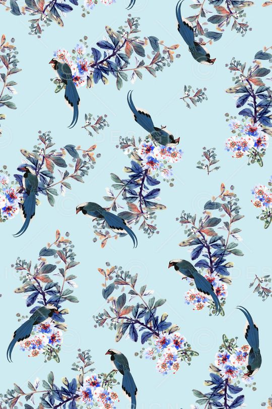 手绘中国风杜鹃花印花华亿平台图片