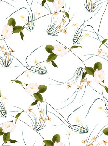 836814-手绘水彩茶花君子兰花-C