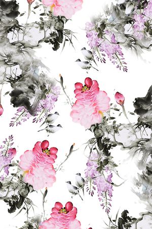 水墨印花华亿平台图片