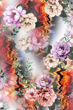 水彩花卉印花华亿平台图片