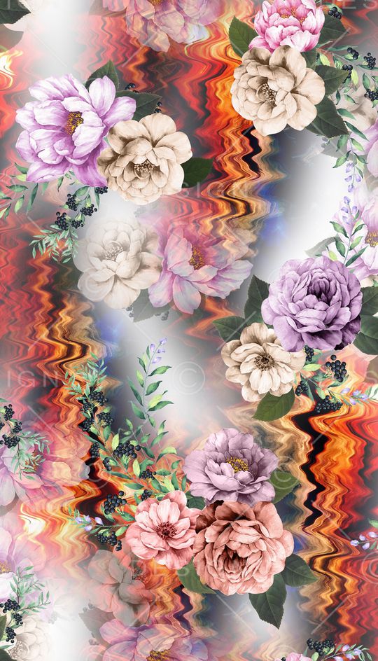 水彩花卉印花华亿平台图片