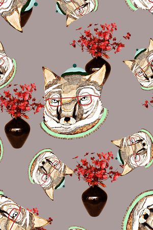 抽象手绘植物纹理民族风花卉数码印花印花华亿平台图片