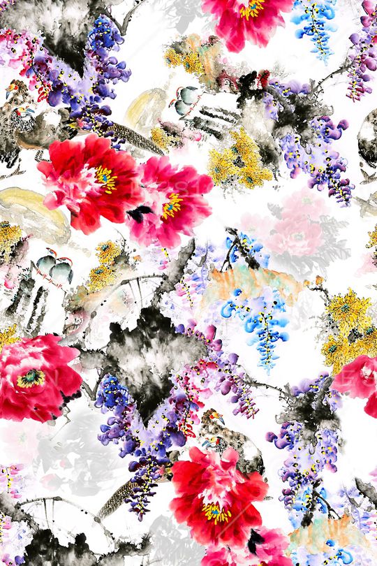 手绘花印花华亿平台图片