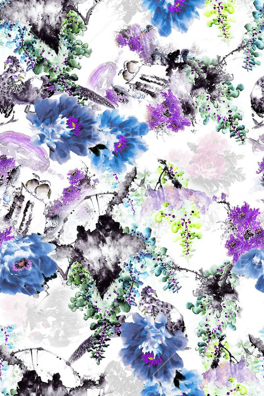 手绘花印花华亿平台图片