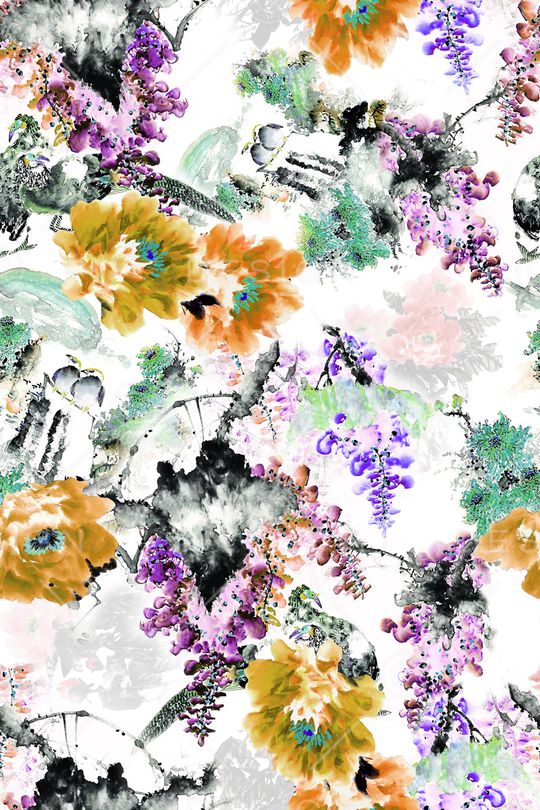 手绘花印花华亿平台图片