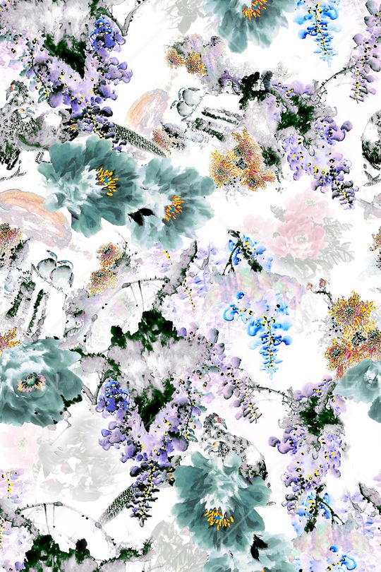 手绘花印花华亿平台图片