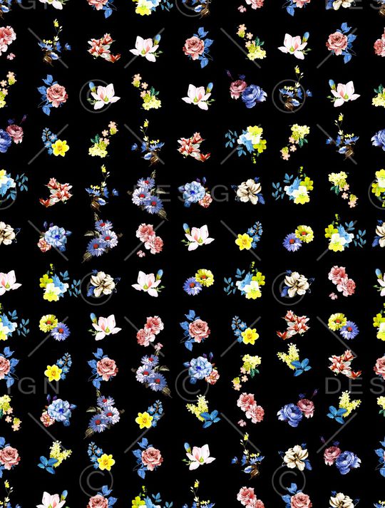 手绘水彩花卉印花华亿平台图片