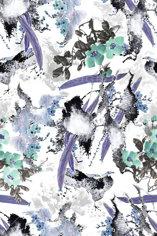 手绘花卉印花华亿平台图片