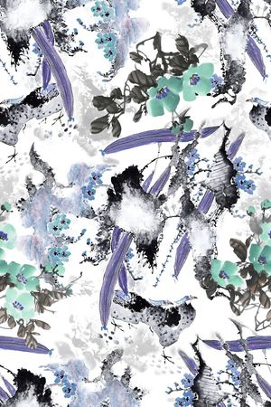 手绘花卉印花华亿平台图片