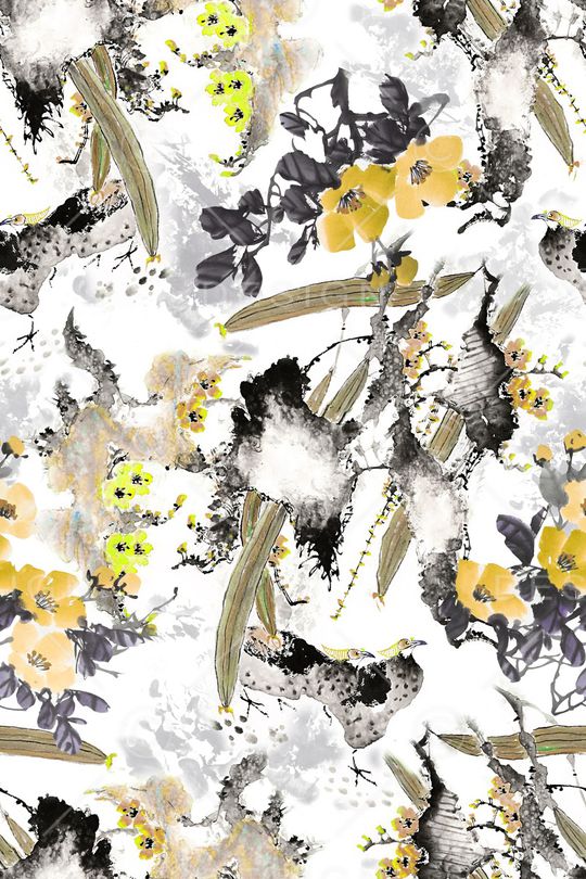 手绘花卉印花华亿平台图片