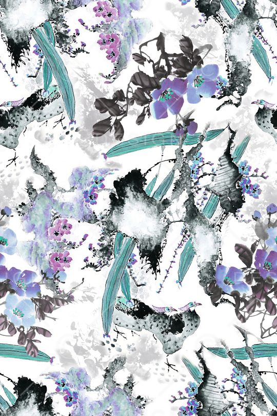 手绘花卉印花华亿平台图片