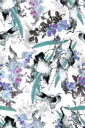 手绘花卉印花华亿平台图片