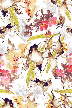 手绘花卉印花华亿平台图片