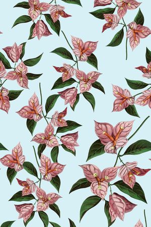 复古手绘一品红印花华亿平台图片