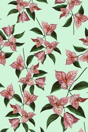 复古手绘一品红印花华亿平台图片