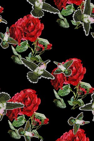 抽象手绘水彩画植物玫瑰花数码印花印花华亿平台图片