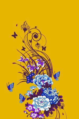 带叶子的花印花华亿平台图片