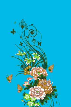 带叶子的花印花华亿平台图片