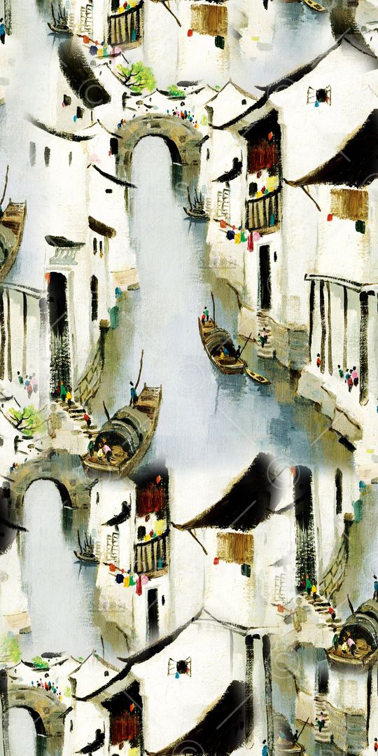 手绘房子印花华亿平台图片