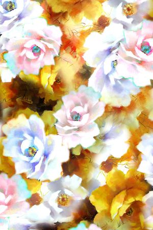 水彩花卉印花华亿平台图片