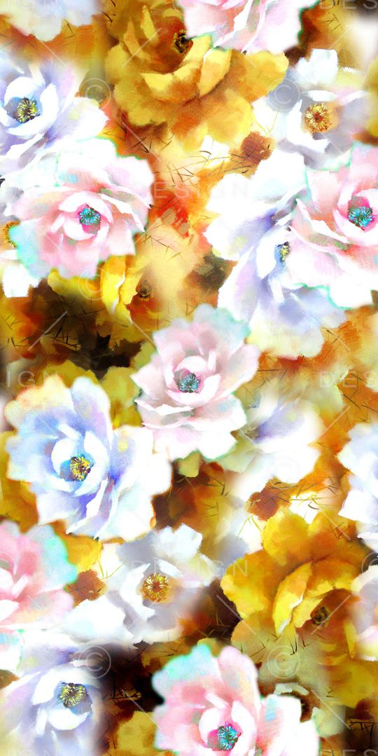 水彩花卉印花华亿平台图片