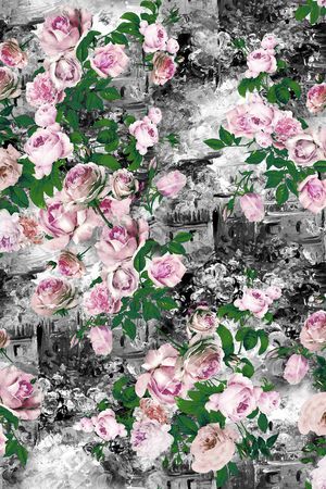 水彩花卉印花华亿平台图片