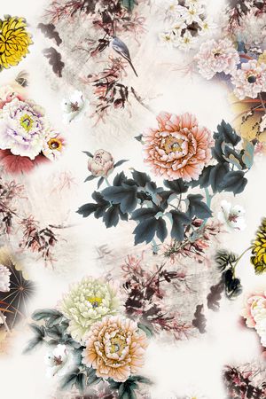 牡丹印花华亿平台图片