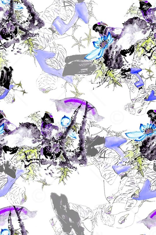 手绘花卉印花华亿平台图片