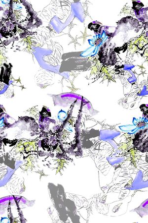 手绘花卉印花华亿平台图片