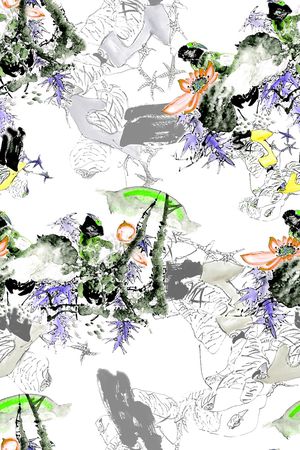 手绘花卉印花华亿平台图片