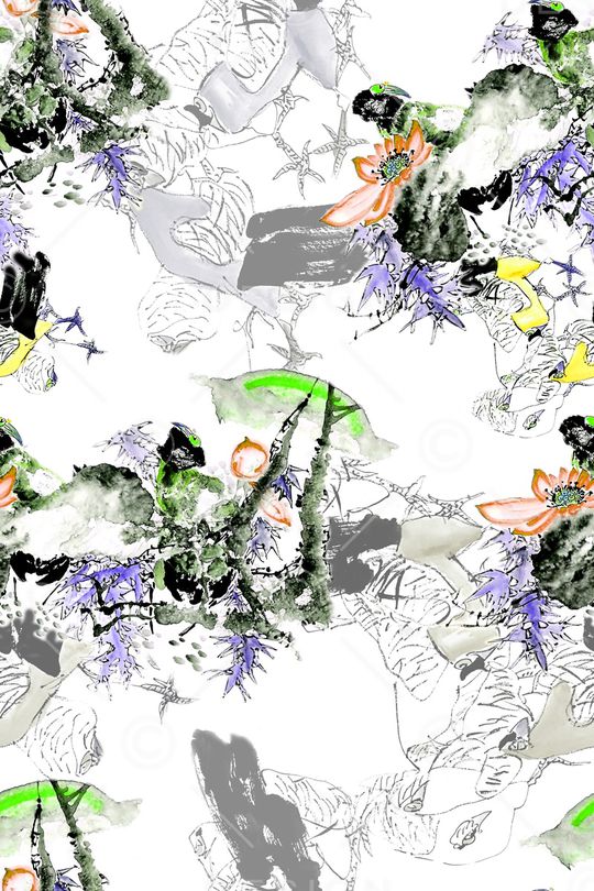 手绘花卉印花华亿平台图片