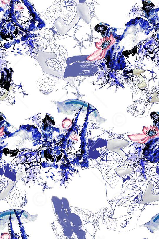 手绘花卉印花华亿平台图片