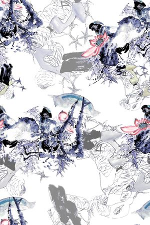 手绘花卉印花华亿平台图片