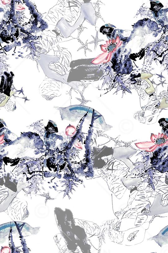 手绘花卉印花华亿平台图片