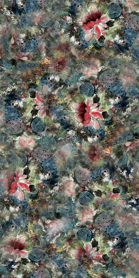 手绘花卉印花华亿平台图片