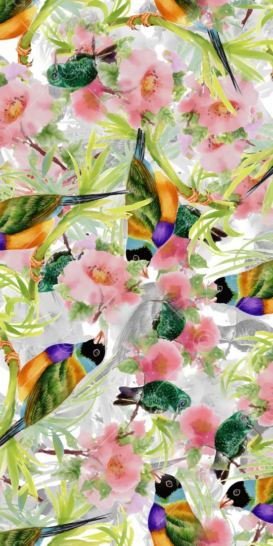 花鸟印花华亿平台图片