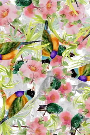 花鸟印花华亿平台图片