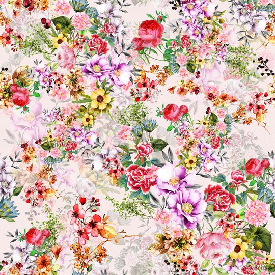 手绘花卉印花华亿平台图片