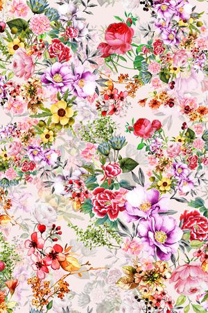 手绘花卉印花华亿平台图片