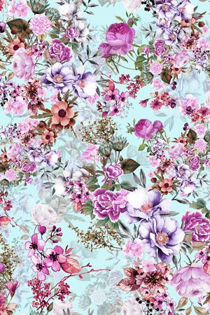 手绘花卉印花华亿平台图片