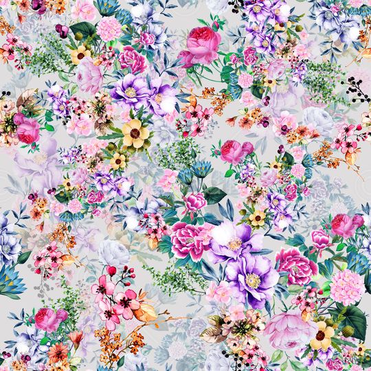 手绘花卉印花华亿平台图片