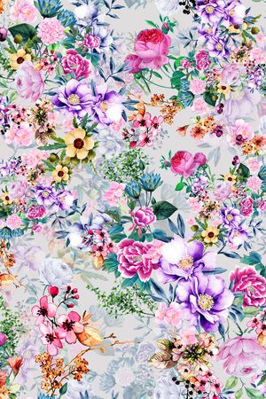 手绘花卉印花华亿平台图片