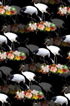 写意花环印花华亿平台图片